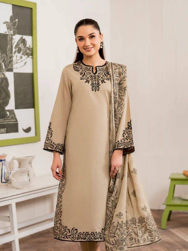 Garnet Dhanak Embroidery 3pc dress